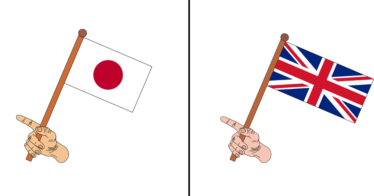 Japan and UK flags