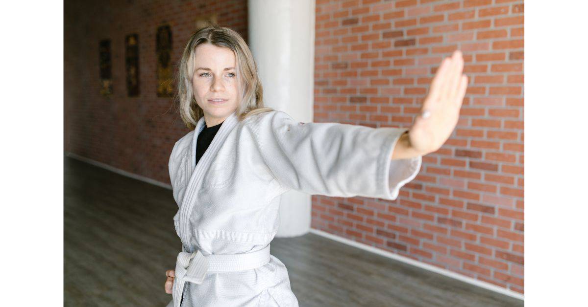 A woman doing karate