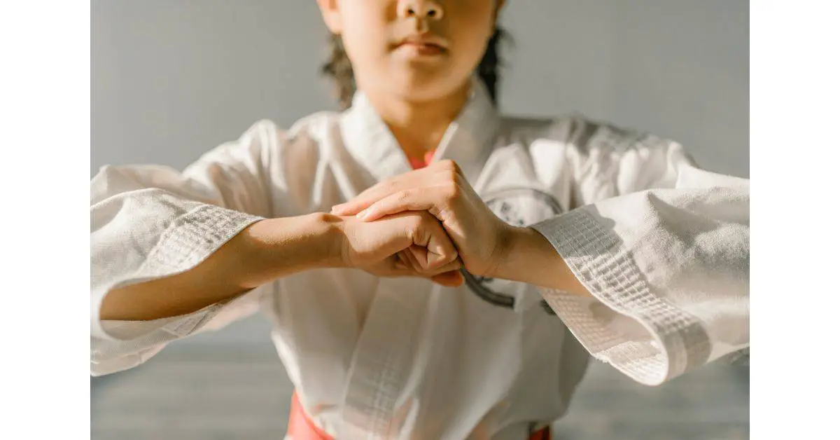 A woman doing karate