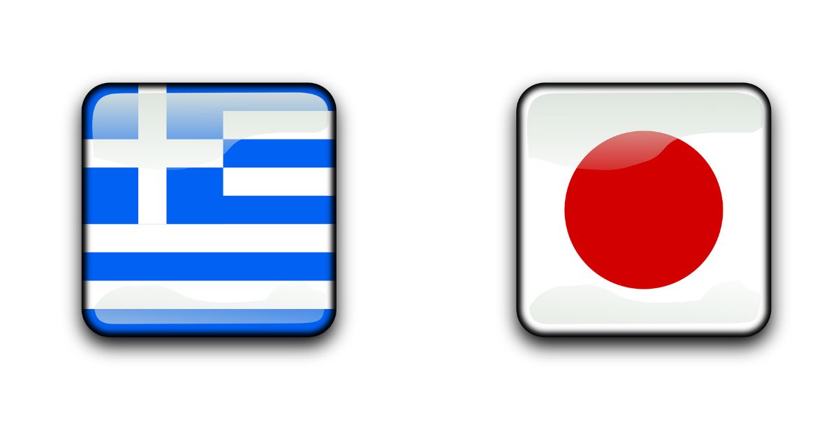 Japan and Greece flags