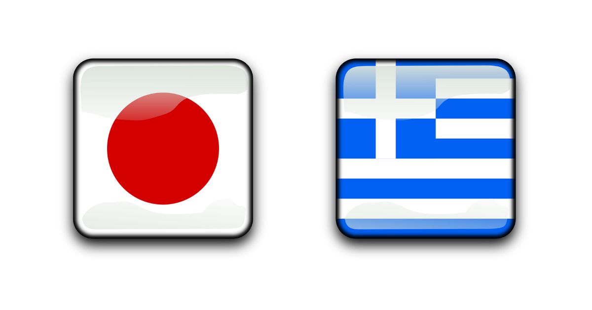 Greece and Japan flags