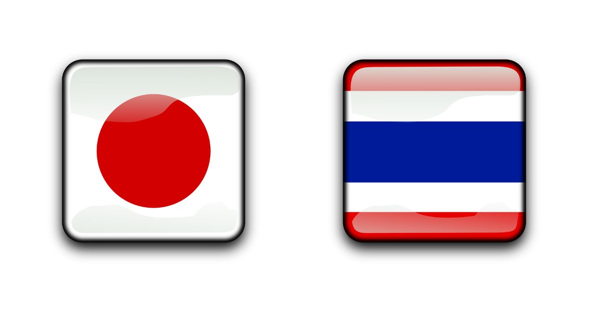 Japan and Thailand's flags