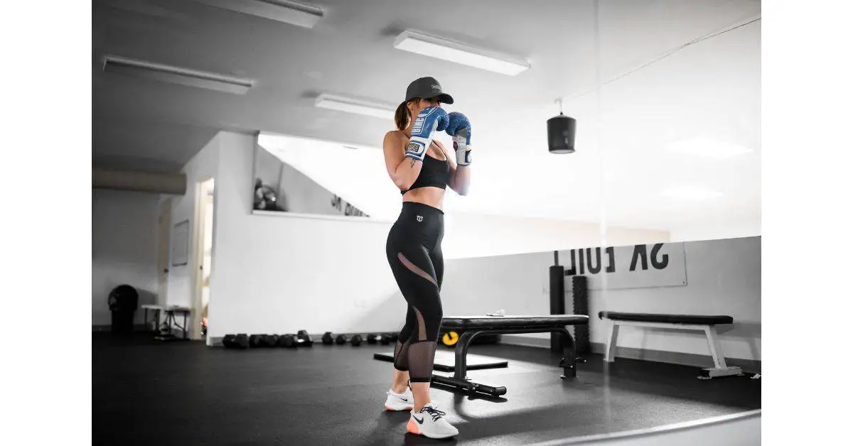 A woman boxing