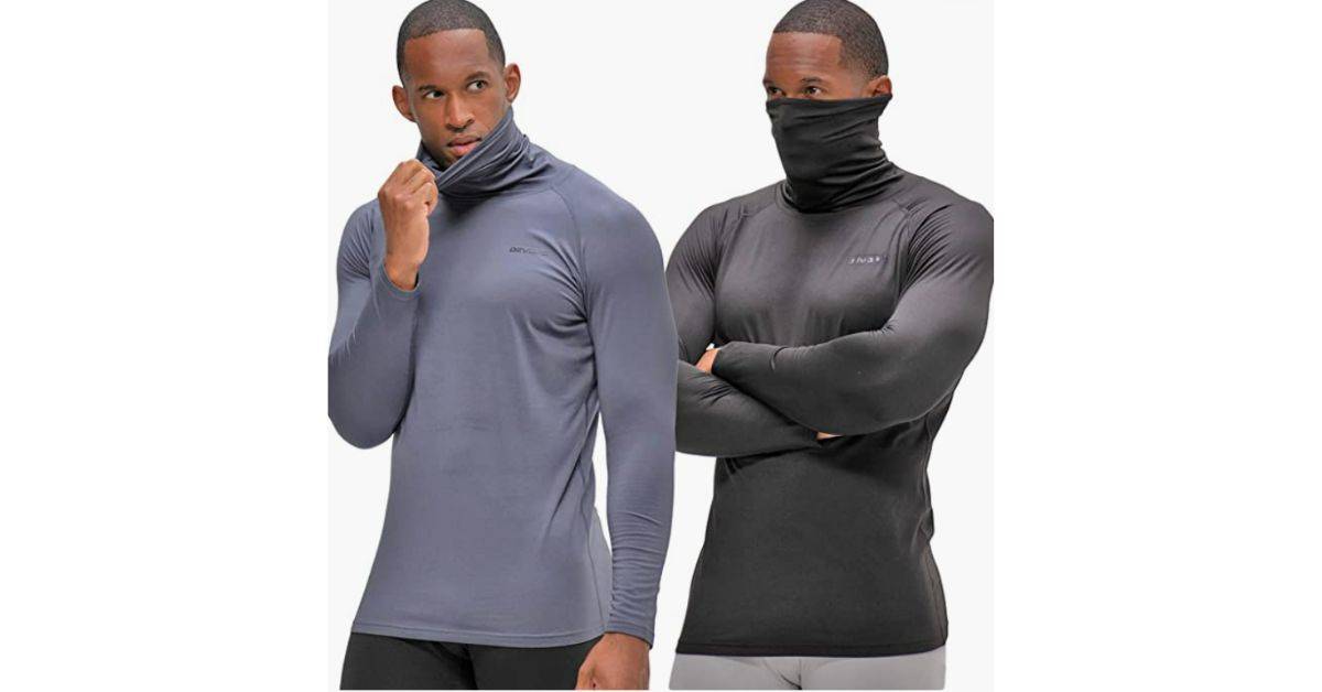 DEVOPS 2 Pack Men's Thermal Turtle Mock Neck Shirts