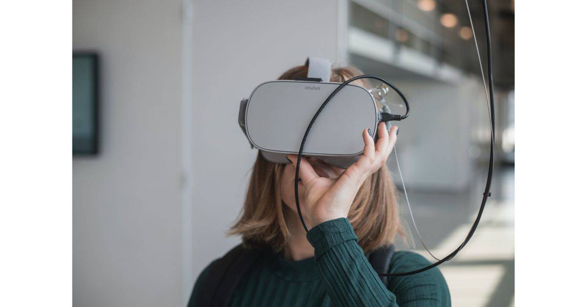 A woman wearing VR